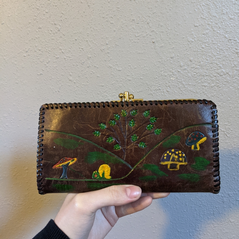Mushroom and Snails Cottagecore Wallet